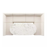 Featuring Augustine Capri Oatmeal U Shape Dining Banquette by Four Hands at Amethyst Home. High-performance fabric in a versatile oatmeal hue features dramatic channeling, for trend-forward texture and sumptuous sit. Option to pair with matching pieces for clever modularity.
Choose your preconfigured width:
106" width:  Overall Dimensions: 106.00"w x 66.50. Amethyst Home provides interior design, new home construction design consulting, vintage area rugs, and lighting in the Alpharetta metro area.
