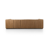 Featuring Augustine Palermo Drift Dining Banquette U Shape 119.5" by Four Hands at Amethyst Home. The beauty of this modular piece is that the vertical channeling makes for a cohesive feel despite being modular. Your new favorite place to enjoy morning coffee. A U-shaped dining banquette is upholstered in tan top-grain leather with a beautifully pronounced grai. Amethyst Home provides interior design, new home construction design consulting, vintage area rugs, and lighting in the Omaha metro area.