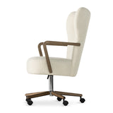 Featuring Melrose Sheepskin Natural Desk Chair by Four Hands at Amethyst Home. A comfort-driven desk chair features soft, textural upholstery, framed by solid ash arms. A height-adjustable swivel base with casters makes for ease in the modern office.Overall Dimensions: 24.50"W x 27.25"L x 40"HColors: Amber Ash, Polished Aluminum, Sheepskin NaturalMaterials: So. Amethyst Home provides interior design, new home construction design consulting, vintage area rugs, and lighting in the Dallas metro area.