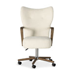 Featuring Melrose Sheepskin Natural Desk Chair by Four Hands at Amethyst Home. A comfort-driven desk chair features soft, textural upholstery, framed by solid ash arms. A height-adjustable swivel base with casters makes for ease in the modern office.Overall Dimensions: 24.50"W x 27.25"L x 40"HColors: Amber Ash, Polished Aluminum, Sheepskin NaturalMater. Amethyst Home provides interior design, new home construction design consulting, vintage area rugs, and lighting in the Salt Lake City metro area.
