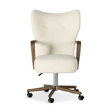 Featuring Melrose Sheepskin Natural Desk Chair by Four Hands at Amethyst Home. A comfort-driven desk chair features soft, textural upholstery, framed by solid ash arms. A height-adjustable swivel base with casters makes for ease in the modern office.Overall Dimensions: 24.50"W x 27.25"L x 40"HColors: Amber Ash, Polished Aluminum, Sheepskin NaturalMater. Amethyst Home provides interior design, new home construction design consulting, vintage area rugs, and lighting in the Salt Lake City metro area.