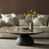 Corbett Coffee Table - Hammered Grey / Creamy Taupe Marble