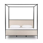Featuring Xander Savoy Parchment Canopy Bed by Four Hands at Amethyst Home. Streamlined and refined. Tapered at the top and bottom, this textured black iron canopy bed fashions a comfortable headboard upholstered in a classic cream hue for contrast.
Queen: 63.75"w x 88.00"d x 85.00"hKing: 79.75"w x 88.00"d x 85.00"h
Collection: WestgateColors: Savoy Par. Amethyst Home provides interior design, new home construction design consulting, vintage area rugs, and lighting in the Newport Beach metro area.