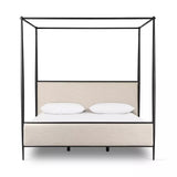 Featuring Xander Savoy Parchment Canopy Bed by Four Hands at Amethyst Home. Streamlined and refined. Tapered at the top and bottom, this textured black iron canopy bed fashions a comfortable headboard upholstered in a classic cream hue for contrast.
Queen: 63.75"w x 88.00"d x 85.00"hKing: 79.75"w x 88.00"d x 85.00"h
Collection: WestgateColors: Savoy Par. Amethyst Home provides interior design, new home construction design consulting, vintage area rugs, and lighting in the Newport Beach metro area.