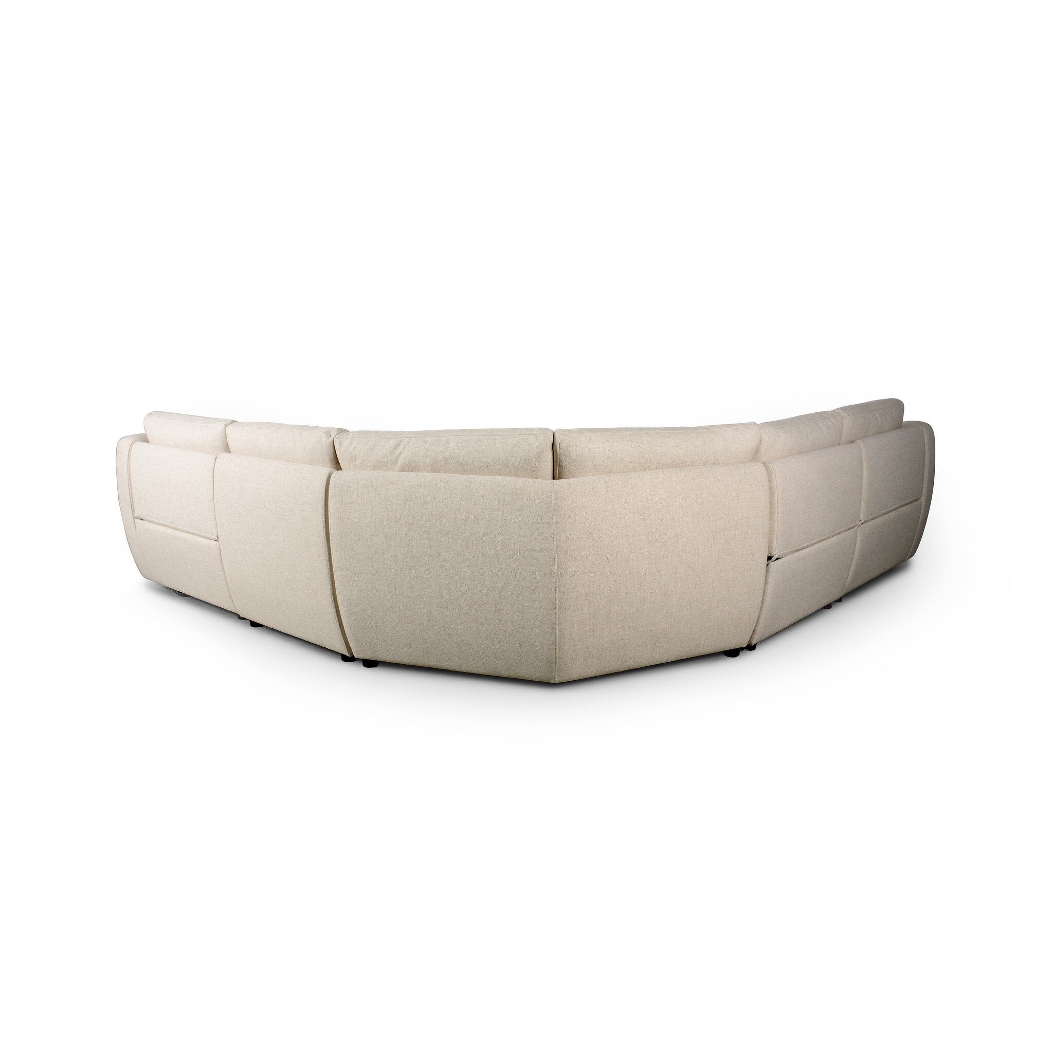 Featuring Crawford Antigo Natural Power Recliner 5-Piece Sectional Sofa by Four Hands at Amethyst Home. A fresh take on the classic recliner sectional. Customize your comfort level with the push of hidden buttons with pieces in our Power Motion collection. Sculpted in light, versatile high-performance fabric. Performance fabrics are specially created to withsta. Amethyst Home provides interior design, new home construction design consulting, vintage area rugs, and lighting in the Omaha metro area.