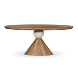 Bibianna Oval Dining Table - Honed White Marble - Smoked Honey