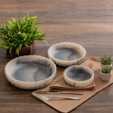 Curvy Edge Grey Bowl Set of 3