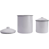 Creative Co-Op Set of 2 White Enameled Canisters with Lids