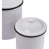 Creative Co-Op Set of 2 White Enameled Canisters with Lids