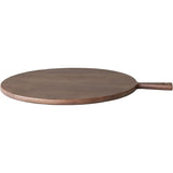 Creative Co-Op Round Mango Wood Cheese/Cutting Board with Handle, Walnut Finish