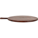 Creative Co-Op Round Mango Wood Cheese/Cutting Board with Handle, Walnut Finish