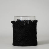 Votive Wrapped in Black Fabric 5"x4"