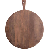 Creative Co-Op Round Mango Wood Cheese/Cutting Board with Handle, Walnut Finish