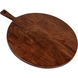 Creative Co-Op Round Mango Wood Cheese/Cutting Board with Handle, Walnut Finish