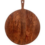 Creative Co-Op Round Mango Wood Cheese/Cutting Board with Handle, Walnut Finish