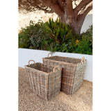 Set of 2 Square Rattan Baskets
