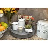 Creative Co-Op Set of 2 White Enameled Canisters with Lids