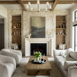 Isaac Rubbed Light Oak Coffee Table | ready to ship!  (Lifestyle View)