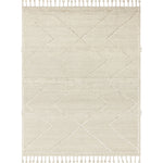 Iman Beige/Ivory Rug - Amethyst Home A new take on Moroccan style rugs, the Iman Collection is hand-knotted of 100% wool pile by skilled artisans in India. The surface features linear and braided details, creating tonal variations that make each piece unique. Plus, each design is finished with playful fringe.