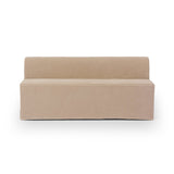 Featuring Ainsworth Broadway Canvas Slipcover Dining Bench by Four Hands at Amethyst Home. A sculptural shape with clean lines and oversized dome-shaped arms. Tight construction allows a fully removable, machine-washable slipcover to drape over the entire piece. Slipcover is handmade from a natural, resilient 100% flax/linen blend; attaches to the frame with Velcro for a more precis. Amethyst Home provides interior design, new construction, custom furniture, and area rugs in the Houston metro area
