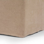 Featuring Ainsworth Broadway Canvas Slipcover Dining Bench by Four Hands at Amethyst Home. A sculptural shape with clean lines and oversized dome-shaped arms. Tight construction allows a fully removable, machine-washable slipcover to drape over the entire piece. Slipcover is handmade from a natural, resilient 100% flax/linen blend; attaches to the frame with Velcro for a more precise . Amethyst Home provides interior design, new construction, custom furniture, and area rugs in the Omaha metro area