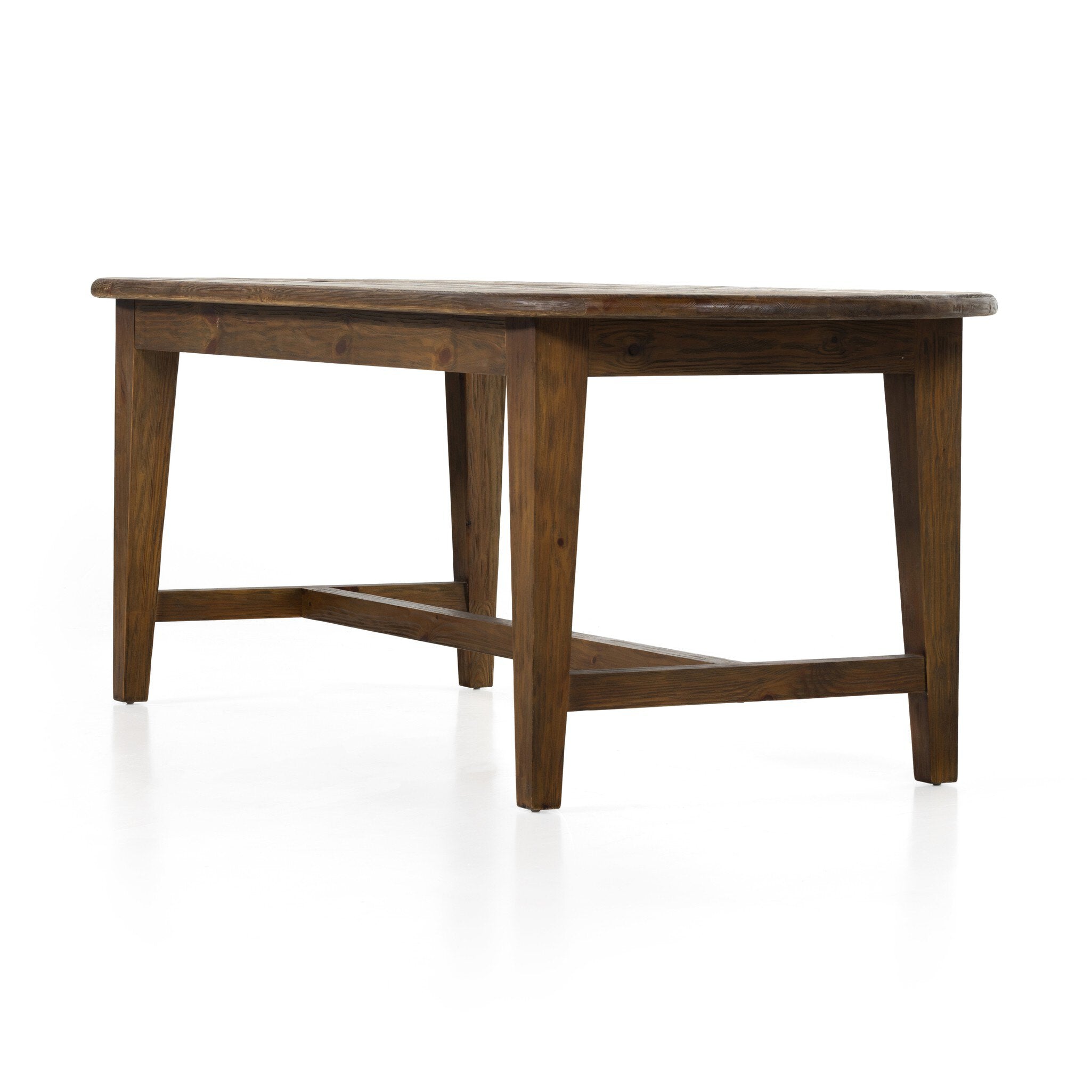 Featuring Alfie Waxed Pine Dining Table by Four Hands at Amethyst Home. Made from solid pine that's been weathered for a distressed, farmhouse-style look then finished in a warm honey. Simple tapered legs support an oval top with a stretcher and apron for a beautifully traditional look. Seats 8 comfortably.87"Overall Dimensions: 86.50"w x 35.50"d x 30.00"hWeight: 109.13 lbs110"O. Amethyst Home provides interior design, new construction, custom furniture, and area rugs in the Kansas City metro area