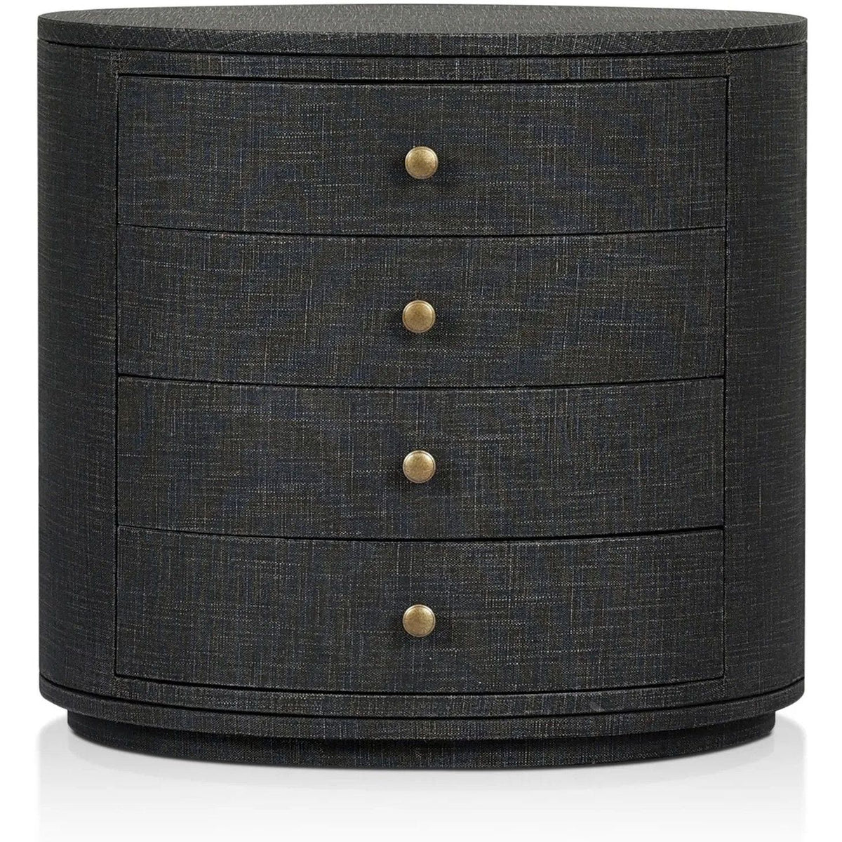 Amelia Black Linen Oval Nightstand | ready to ship!
