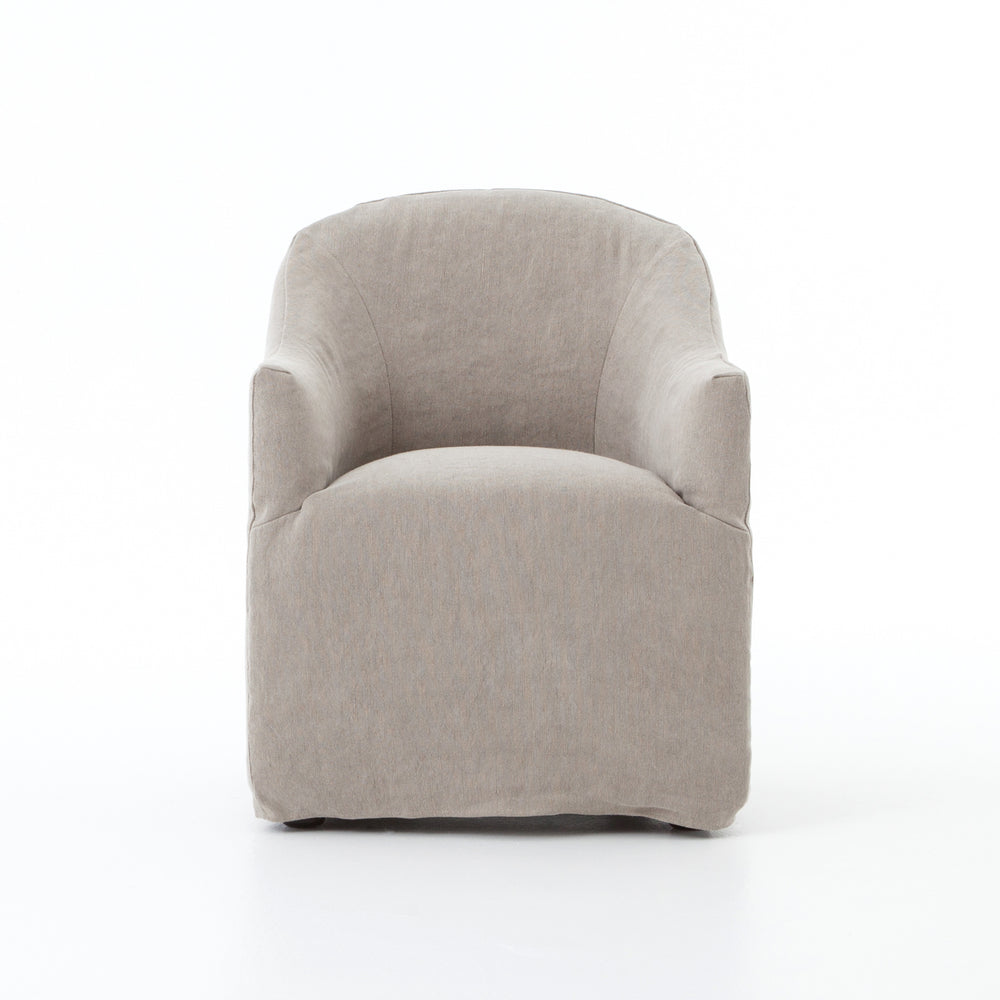 Heather Twill Stone Dining Chair with Casters | ready to ship!