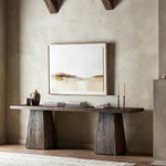 Featuring Atlas Smoked Alder Console Table by Four Hands at Amethyst Home. Smoked alder shapes a streamlined console table, with angular lines and wide proportions for a clean look with substance.Overall Dimensions: 94.00"w x 22.00"d x 30.00"hWeight : 136.35 lbsMaterials : Resawn Alder, Pine Plywood. Amethyst Home provides interior design, new construction, custom furniture, and area rugs in the Boston metro area