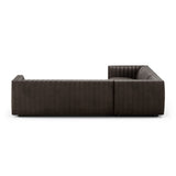 Featuring Augustine Deacon Wolf 3-Piece Sectional by Four Hands at Amethyst Home. A dramatically channeled sofa wrapped in dark top grain leather creates a mature, clean look inspired by modern menswear. This three-piece sectional is perfectly sized for smaller spaces.105"Overall Dimensions: 105.50"w x 105.50"d x 26.50"hWeight: 249.13 lbs126"Overall Dimensions: 125.50"w x 125.50". Amethyst Home provides interior design, new construction, custom furniture, and area rugs in the Alpharetta metro area