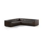 Featuring Augustine Deacon Wolf 3-Piece Sectional by Four Hands at Amethyst Home. A dramatically channeled sofa wrapped in dark top grain leather creates a mature, clean look inspired by modern menswear. This three-piece sectional is perfectly sized for smaller spaces.105"Overall Dimensions: 105.50"w x 105.50"d x 26.50"hWeight: 249.13 lbs126"Overall Dimensions: 125.50"w x 125.50"d. Amethyst Home provides interior design, new construction, custom furniture, and area rugs in the Nashville metro area