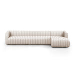 Featuring Augustine Dover Crescent 2-Piece Sectional by Four Hands at Amethyst Home. A dramatically channeled sofa with white linen-blend upholstery offers a crisp, clean look and sumptuous sit. Two-piece sectional with right arm-facing chaise, sized for larger spaces.Left ChaiseOverall Dimensions: 126.00"w x 64.00"d x 26.50"hWeight: 189.59 lbsRight ChaiseOverall Dimensions: 126.00"w. Amethyst Home provides interior design, new construction, custom furniture, and area rugs in the Boston metro area