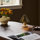 Azra Cordless Table Lamp - Aged Antique Brass Iron - Cream Italian Marble | shipping 10/15/2026