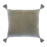 A sumptuously soft velvet square pillow with dainty tassels on each corner. King lounger 100% cotton. Amethyst Home provides interior design, new home construction design consulting, vintage area rugs, and lighting in the Philadelphia metro area.