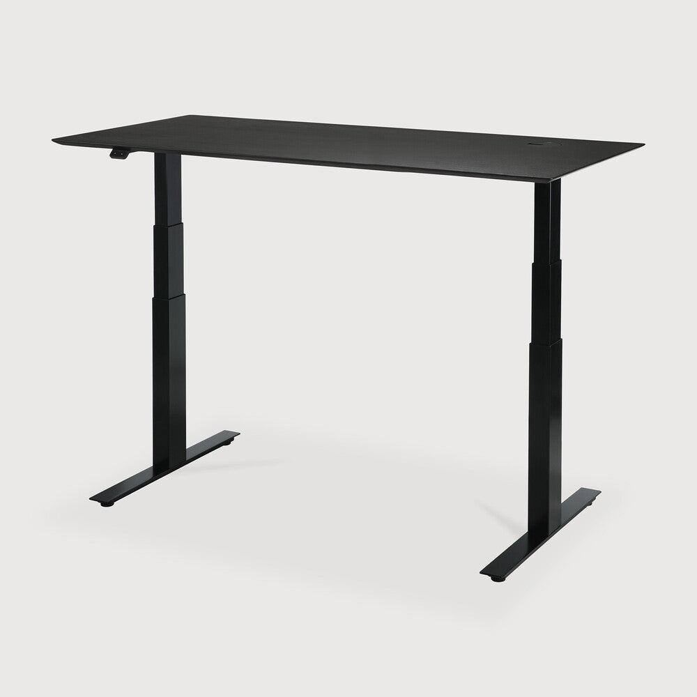 Featuring Bok Black Us Oak Black Adjustable Desk by Ethnicraft at Amethyst Home. The Bok adjustable desk was designed with the importance of health and good posture in mind. The motorised system in its legs allows the tabletop to be elevated to the height of your liking. That way, you can easily switch between sitting and standing throughout the workday. Choose between white or b. Amethyst Home provides interior design, new construction, custom furniture, and area rugs in the Scottsdale metro area