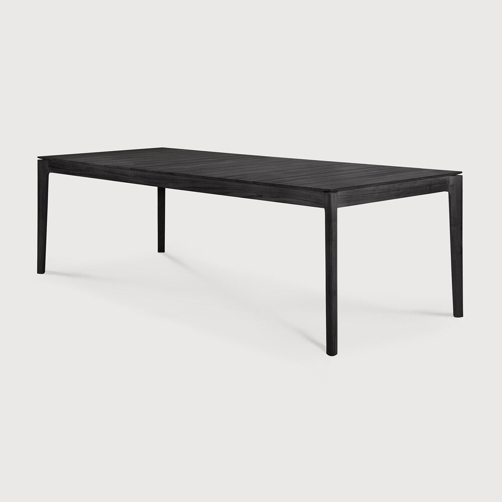 Featuring Bok Teak Black Outdoor Dining Table by Ethnicraft at Amethyst Home. Reminiscent of a goat's curved horns, the Bok collection combines sculptural elegance and contemporary crafting into a graceful and airy form. The Bok dining table's airy shape yet rock-solid construction make this piece a timeless and remarkable design to enjoy for all the years to come, while the a. Amethyst Home provides interior design, new construction, custom furniture, and area rugs in the Newport Beach metro area