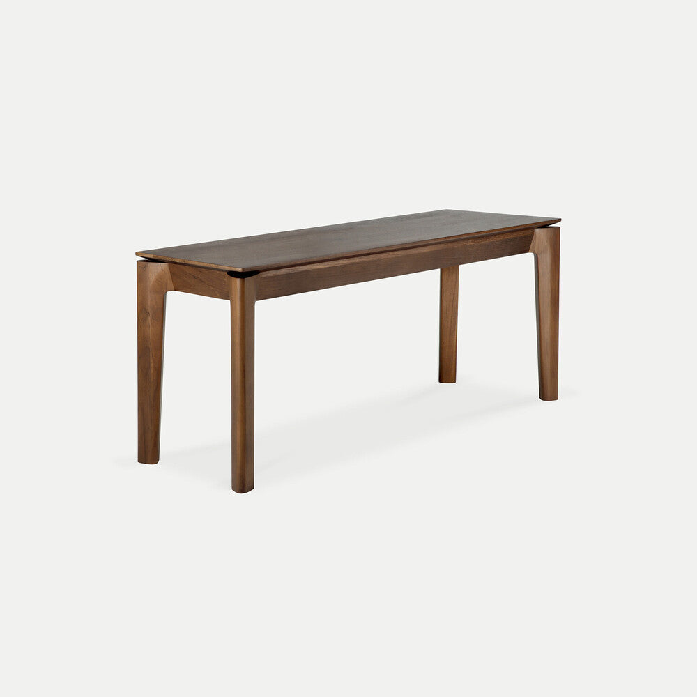 Featuring Bok Teak Brown Bench by Ethnicraft at Amethyst Home. Reminiscent of a goat's curved horns, the Bok collection combines sculptural elegance and contemporary crafting into a graceful and airy form. The Bok bench pairs well with the Bok dining table, but also as a stand-alone against a wall, in a hallway or at the end of a bed.Adjustable Feet : NoBrushed : NoCollection : BokCol. Amethyst Home provides interior design, new construction, custom furniture, and area rugs in the Omaha metro area