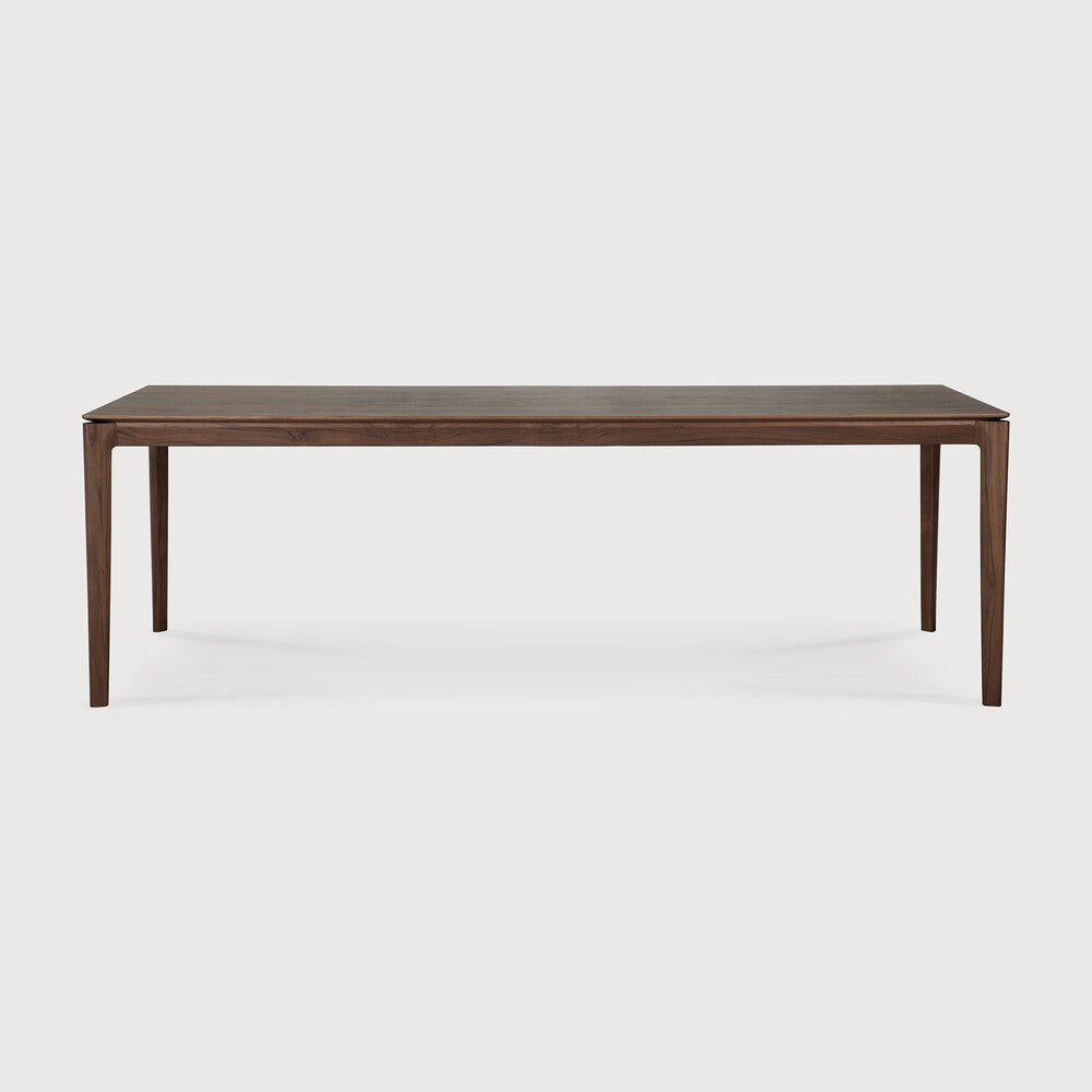 Featuring Bok Varnished Teak Brown Dining Table by Ethnicraft at Amethyst Home. Reminiscent of a goat's curved horns, the Bok collection combines sculptural elegance and contemporary crafting into a graceful and airy form. Just like its matching chair, the Bok dining table has become one of our signature designs. A timeless design to enjoy for years to come.Adjustable Feet : NoBr. Amethyst Home provides interior design, new construction, custom furniture, and area rugs in the Alpharetta metro area
