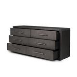 Bucco 6 Drawer Dresser - Black Faux Shagreen | shipping 12/15/2026