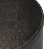 Bucco Round End Table - Black Faux Shagreen | shipping 12/15/2026