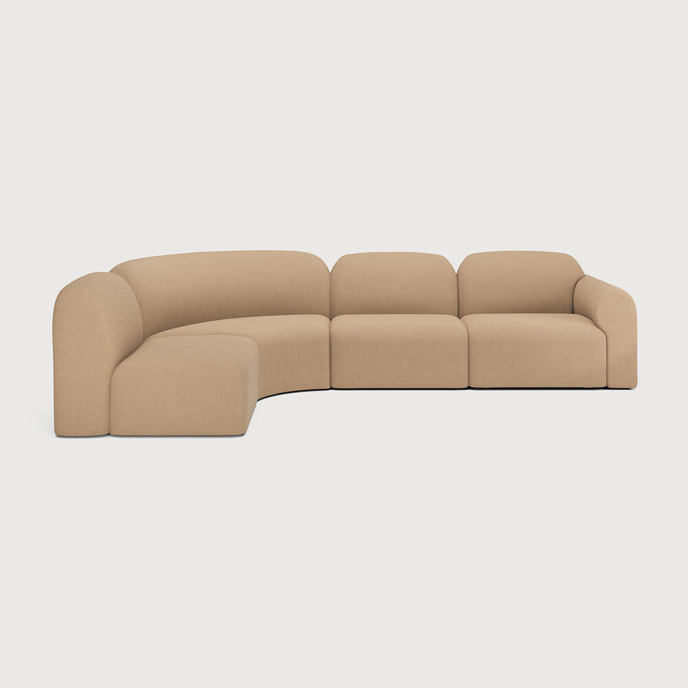 Featuring Bulky Light Sepia Left Modular Sofa Set by Ethnicraft at Amethyst Home. The Bulky celebrates simplicity and versatility in one cohesive form. Its mono-volume design, softened by rounded corners and accentuated with subtle stitching details, lends understated elegance to any space. The clean silhouette pairs with luxurious upholstery and thoughtful contours to provide las. Amethyst Home provides interior design, new construction, custom furniture, and area rugs in the San Diego metro area