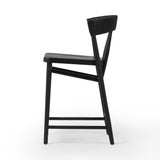 Featuring Buxton Black Rush Bar + Counter Stool by Four Hands at Amethyst Home. A solid oak counter stool defined by tapered legs and framing gives an updated look to the classic whistler chair. Finished with a paper rush wrapped detail on the back.BarOverall Dimensions: 19.25"w x 22.25"d x 42.75"hWeight: 23.70 lbsCounterOverall Dimensions: 19.50"w x 22.25"d x 38.75"hWeight: 21.6. Amethyst Home provides interior design, new construction, custom furniture, and area rugs in the Scottsdale metro area