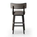 Featuring Cardell Alcala Nickel Swivel Bar + Counter Stool by Four Hands at Amethyst Home. Natural solid parawood forms a curved barrel back on this everyday dining stool featuring a memory swivel. Plush cushioned seat and back are upholstered in a performance fabric. High-performance fabrics are specially created to withstand spills, stains, high traffic and wear, ensuring long-term . Amethyst Home provides interior design, new construction, custom furniture, and area rugs in the Omaha metro area