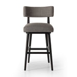 Featuring Cardell Alcala Nickel Swivel Bar + Counter Stool by Four Hands at Amethyst Home. Natural solid parawood forms a curved barrel back on this everyday dining stool featuring a memory swivel. Plush cushioned seat and back are upholstered in a performance fabric. High-performance fabrics are specially created to withstand spills, stains, high traffic and wear, ensuring long-. Amethyst Home provides interior design, new construction, custom furniture, and area rugs in the Scottsdale metro area