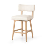 Featuring Cardell Essence Natural Swivel Bar + Counter Stool by Four Hands at Amethyst Home. Natural solid parawood forms a curved barrel back on this everyday dining stool featuring a memory swivel. Plush cushioned seat and back are upholstered in a textural woven fabric.BarOverall Dimensions: 21.50"w x 22.25"d x 42.50"hWeight: 24.25 lbsCounterOverall Dimensions: 21.50"w x 22.25"d x. Amethyst Home provides interior design, new construction, custom furniture, and area rugs in the Austin metro area