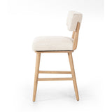 Featuring Cardell Essence Natural Swivel Bar + Counter Stool by Four Hands at Amethyst Home. Natural solid parawood forms a curved barrel back on this everyday dining stool featuring a memory swivel. Plush cushioned seat and back are upholstered in a textural woven fabric.BarOverall Dimensions: 21.50"w x 22.25"d x 42.50"hWeight: 24.25 lbsCounterOverall Dimensions: 21.50"w x 22.25. Amethyst Home provides interior design, new construction, custom furniture, and area rugs in the Des Moines metro area