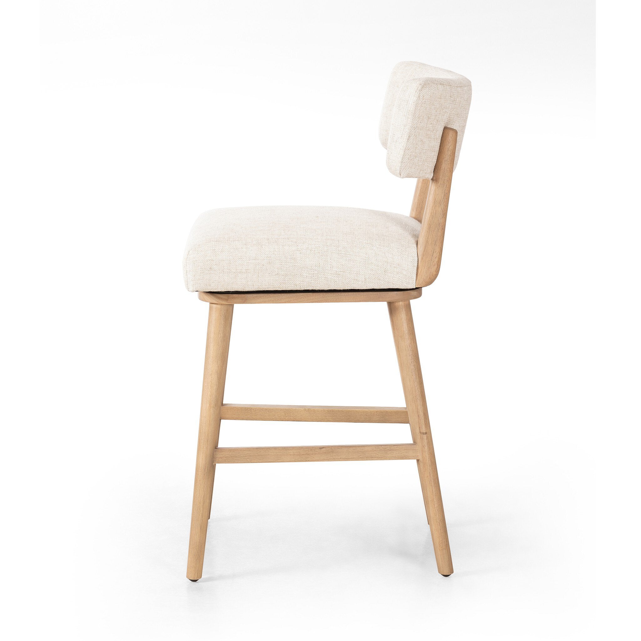 Featuring Cardell Essence Natural Swivel Bar + Counter Stool by Four Hands at Amethyst Home. Natural solid parawood forms a curved barrel back on this everyday dining stool featuring a memory swivel. Plush cushioned seat and back are upholstered in a textural woven fabric.BarOverall Dimensions: 21.50"w x 22.25"d x 42.50"hWeight: 24.25 lbsCounterOverall Dimensions: 21.50"w x 22.25. Amethyst Home provides interior design, new construction, custom furniture, and area rugs in the Des Moines metro area
