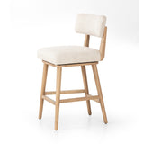 Featuring Cardell Essence Natural Swivel Bar + Counter Stool by Four Hands at Amethyst Home. Natural solid parawood forms a curved barrel back on this everyday dining stool featuring a memory swivel. Plush cushioned seat and back are upholstered in a textural woven fabric.BarOverall Dimensions: 21.50"w x 22.25"d x 42.50"hWeight: 24.25 lbsCounterOverall Dimensions: 21.50"w x 22.25"d. Amethyst Home provides interior design, new construction, custom furniture, and area rugs in the Monterey metro area