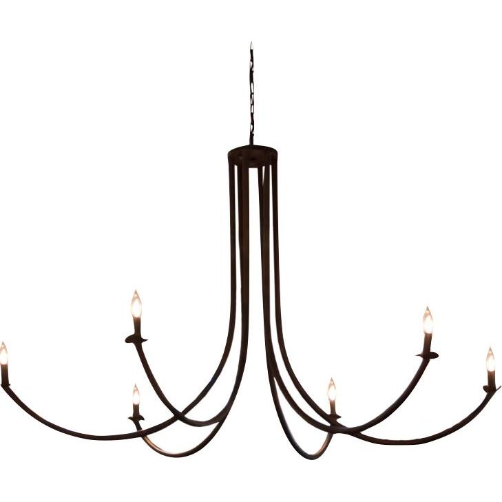 Add unique and modern lighting to a room with this Ramo Chandelier from Cisco Brothers. The curved arms add beautiful sight lines to the fixture and plenty of light.  Overall: 60”dia. 30.5"h Chain Length: 3' Canopy: 6"dia