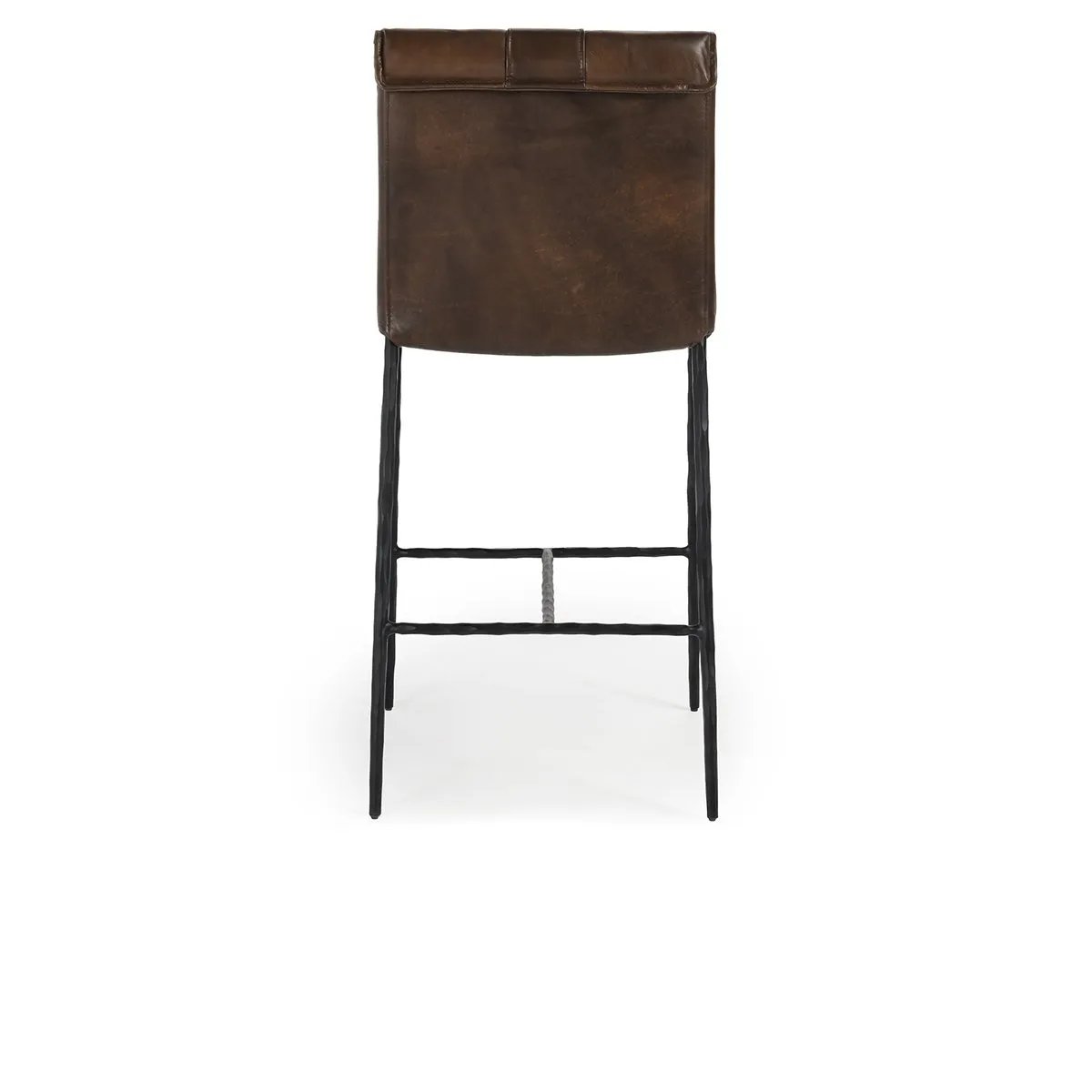 We the love the sleek look the black top grain leather brings to this Mayer Bar + Counter Stool - Black -- the perfect stool for any kitchen or bar area. Amethyst Home provides interior design, new home construction design consulting, vintage area rugs, and lighting in the Miami metro area.